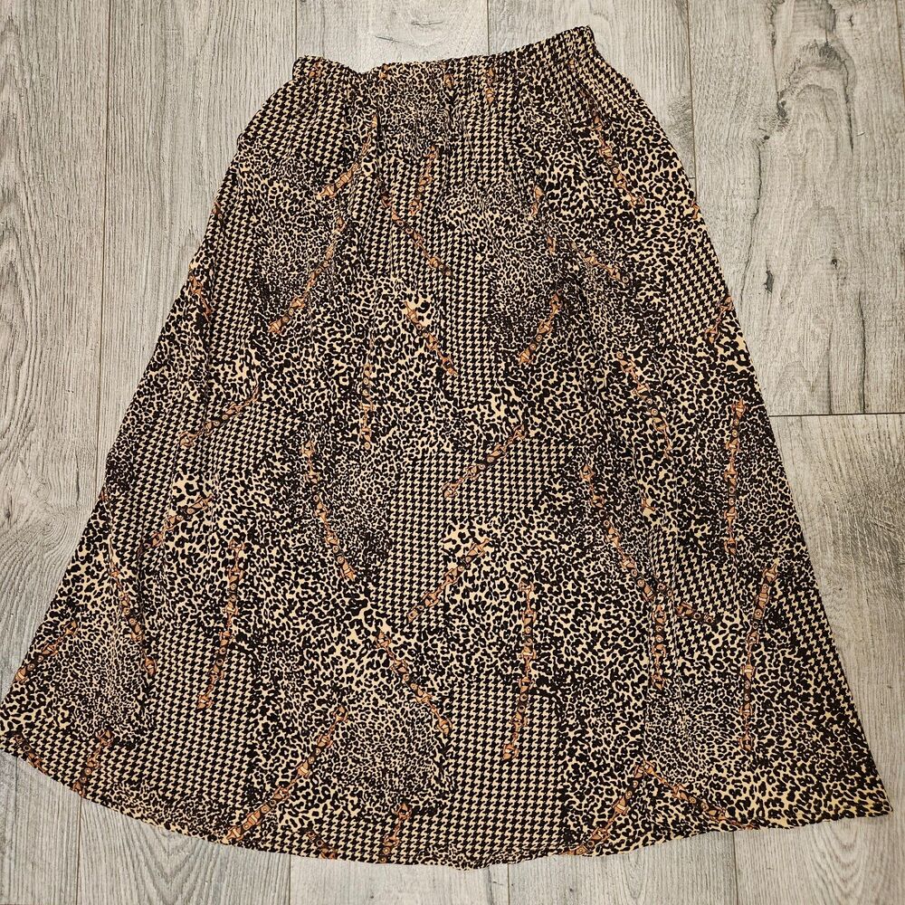 Vintage Leopard Print Midi Skirt Woman Size 0-2(estimate)